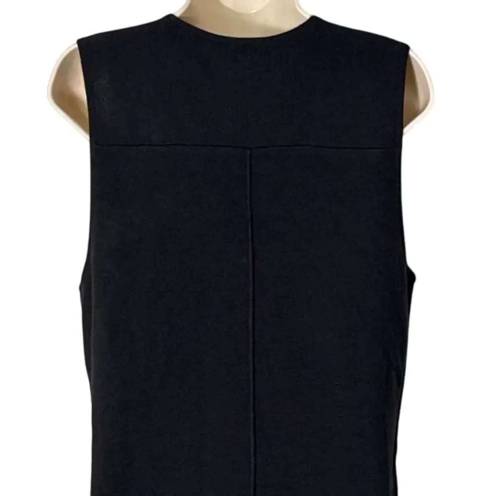 Free‎ People Wool Blend V Neck Sleeveless Sweater Shift Dress Pockets Black Sz S